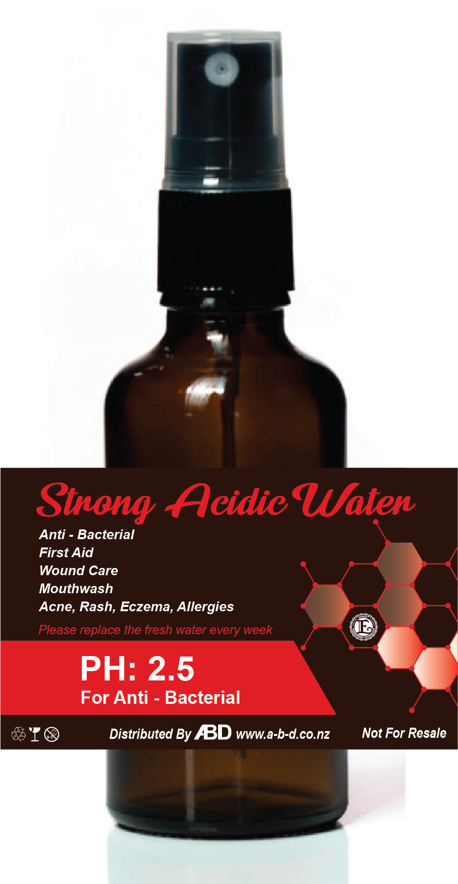 PH2.5 Strong Acidic Water Glass Bottle - 50ml